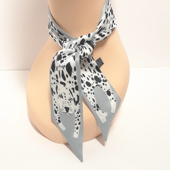 Dalmatian Dog Polka Dot Head Neck Scarf Purse Scarf 30" - Black, NEW! US Seller - Picture 2 of 8